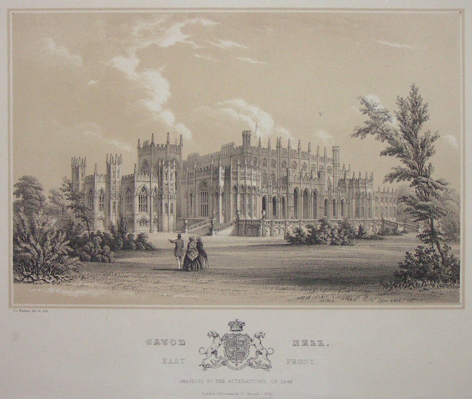 Lithograph - Eaton Hall, East Front. Previous to the Alterations of 1846 - Rawlins